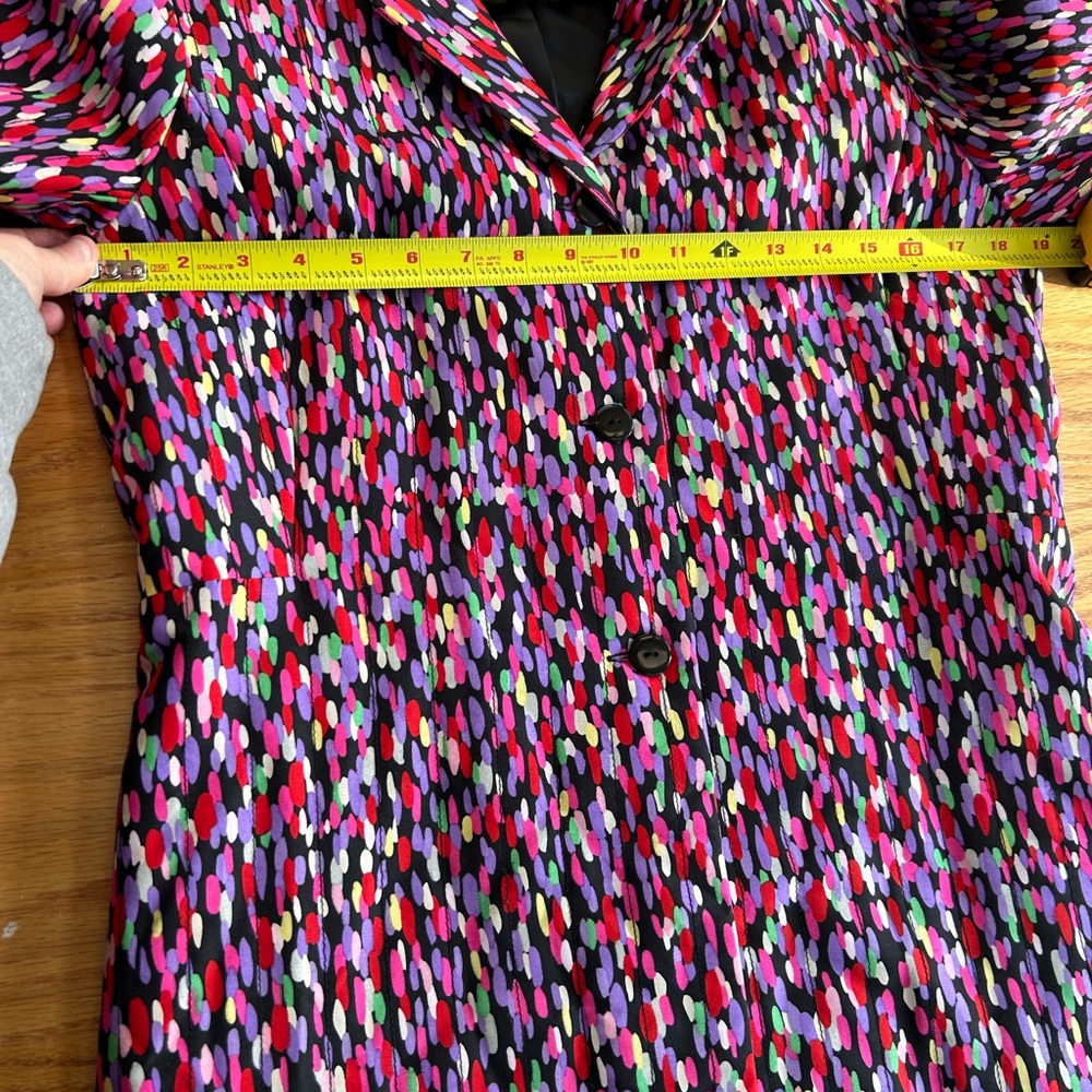 VTG Silkland 100% Silk Longline Jacket Coat Size 6 Colorful Confetti Print 90s - Picture 9 of 11